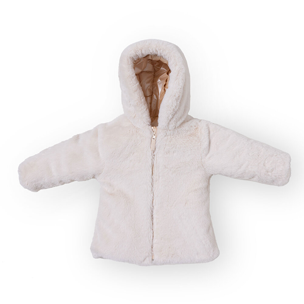 Kız Bebek Mont Çift Taraflı Fermuarlı Uzun Kol