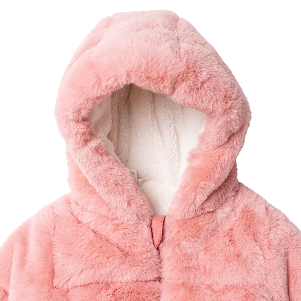 Kız Bebek Mont Peluş Fermuarlı Uzun Kol