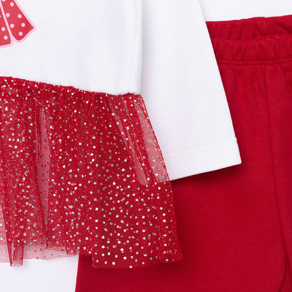 Kız Bebek New Year Uzun Kol Pijama Takımı İnterlok Bisiklet Yaka Uzun Kol Reçme Paça