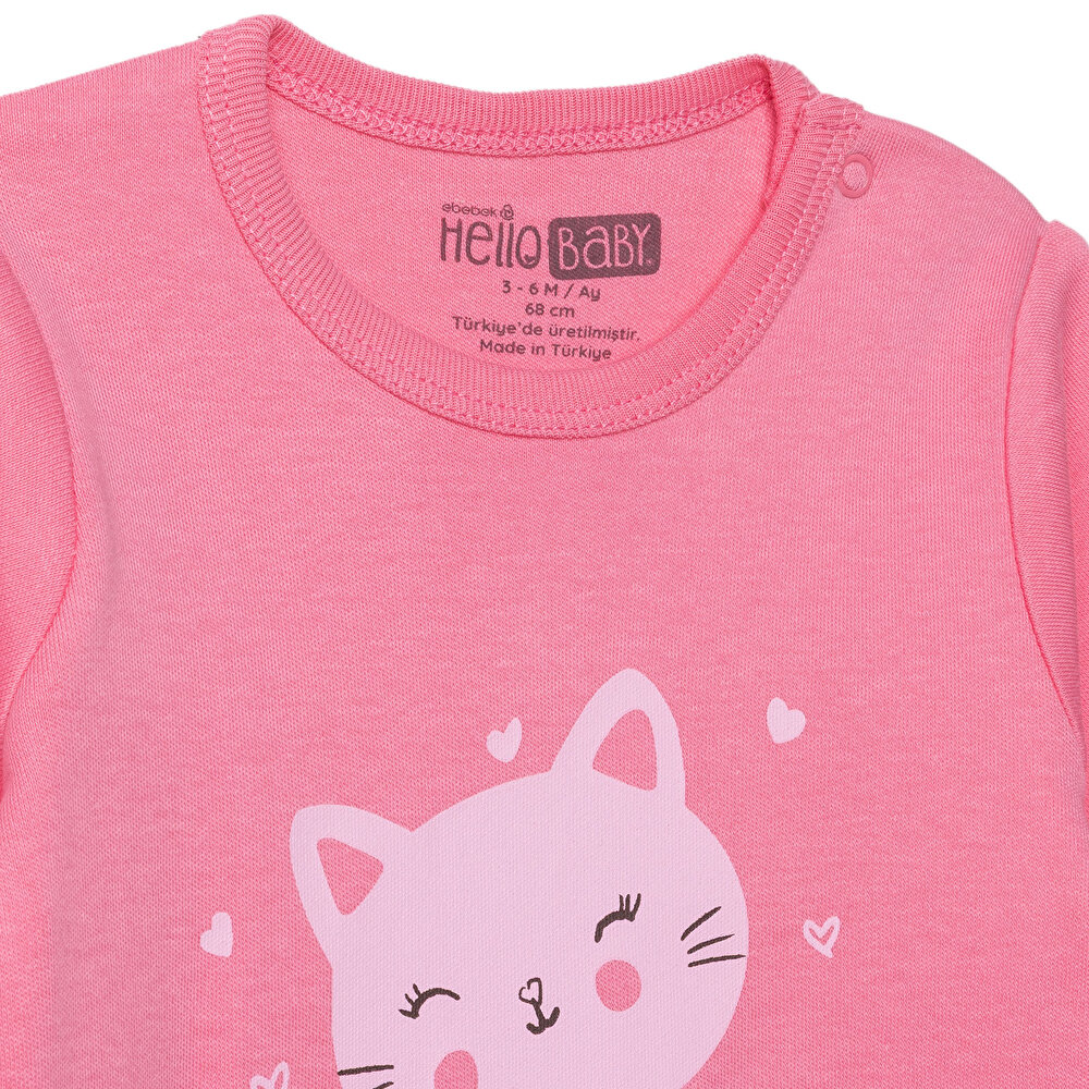 Kız Bebek Patiksiz Tulum İnterlok Bisiklet Yaka Uzun Kol Ribanalı Paça