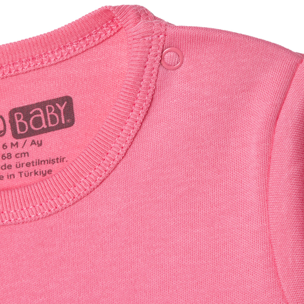 Kız Bebek Patiksiz Tulum İnterlok Bisiklet Yaka Uzun Kol Ribanalı Paça