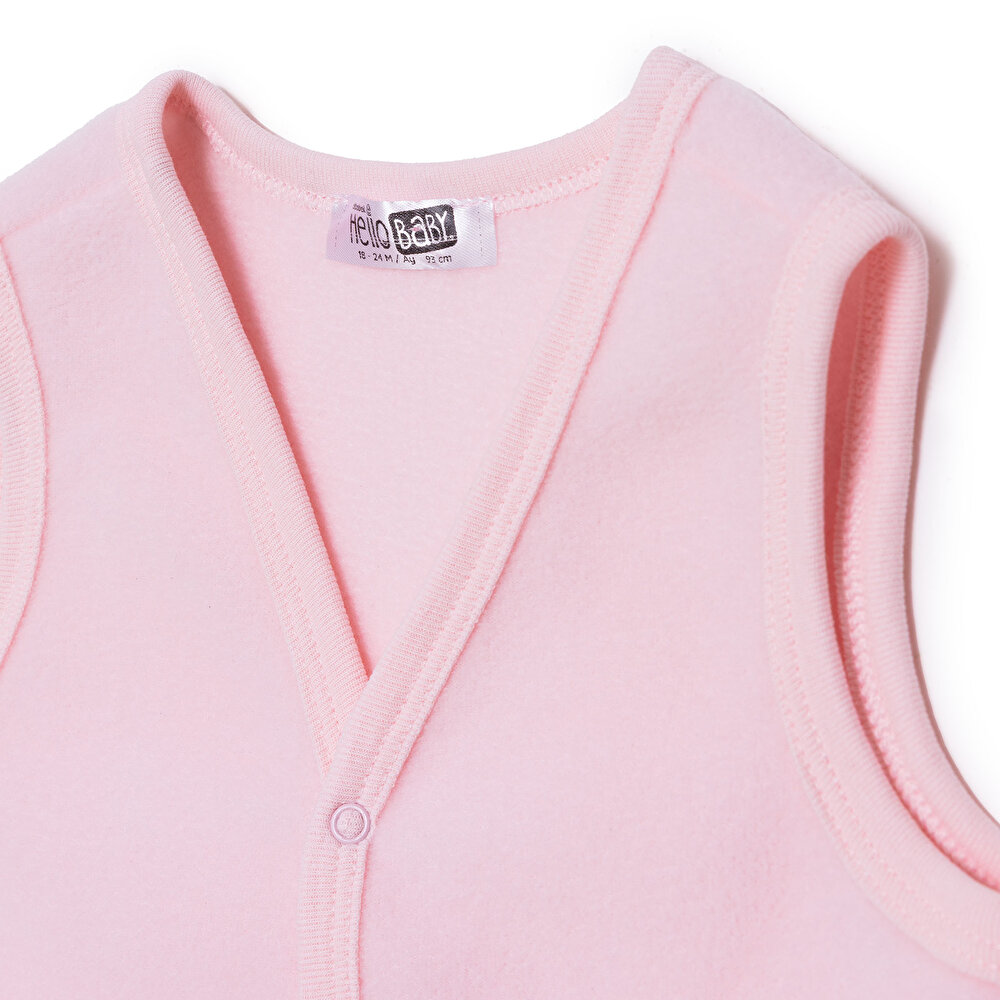 Kız Bebek Polar Yelek Çıtçıtlı V Yaka Atlet Kol
