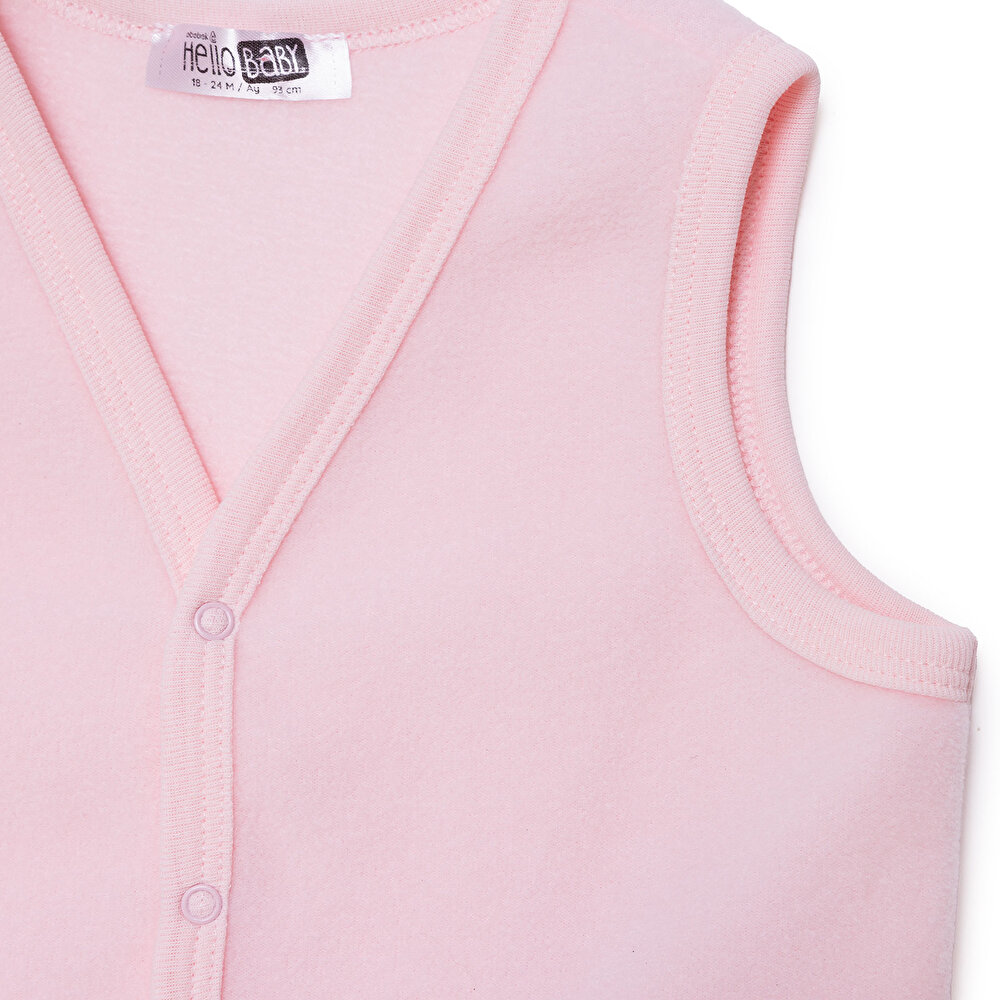 Kız Bebek Polar Yelek Çıtçıtlı V Yaka Atlet Kol