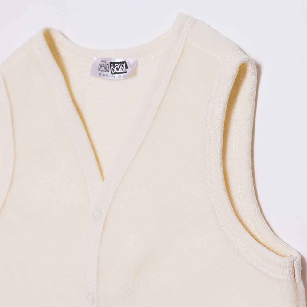 Kız Bebek Polar Yelek Çıtçıtlı V Yaka Atlet Kol