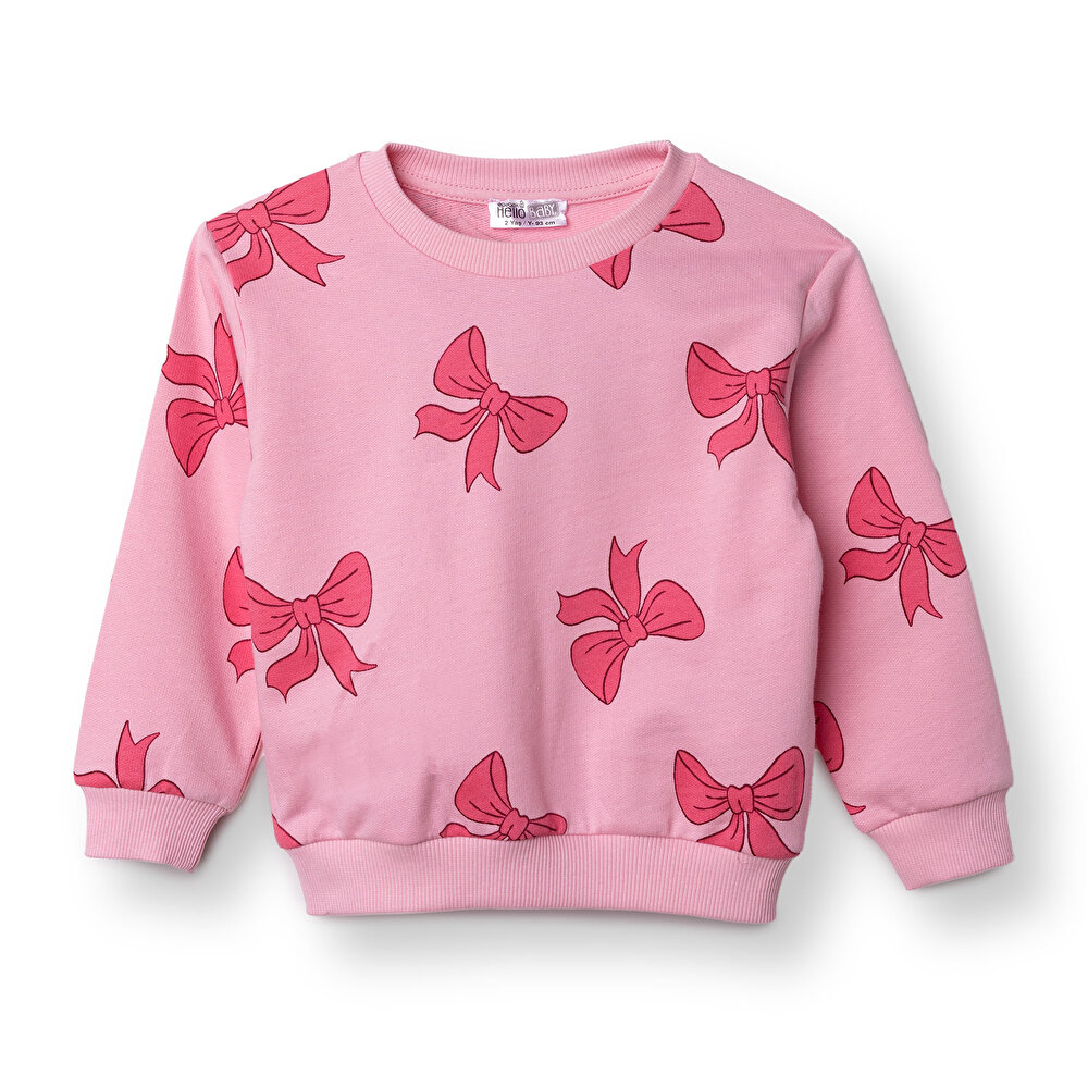 Kız Bebek Sweatshirt Bisiklet Yaka Uzun Kol