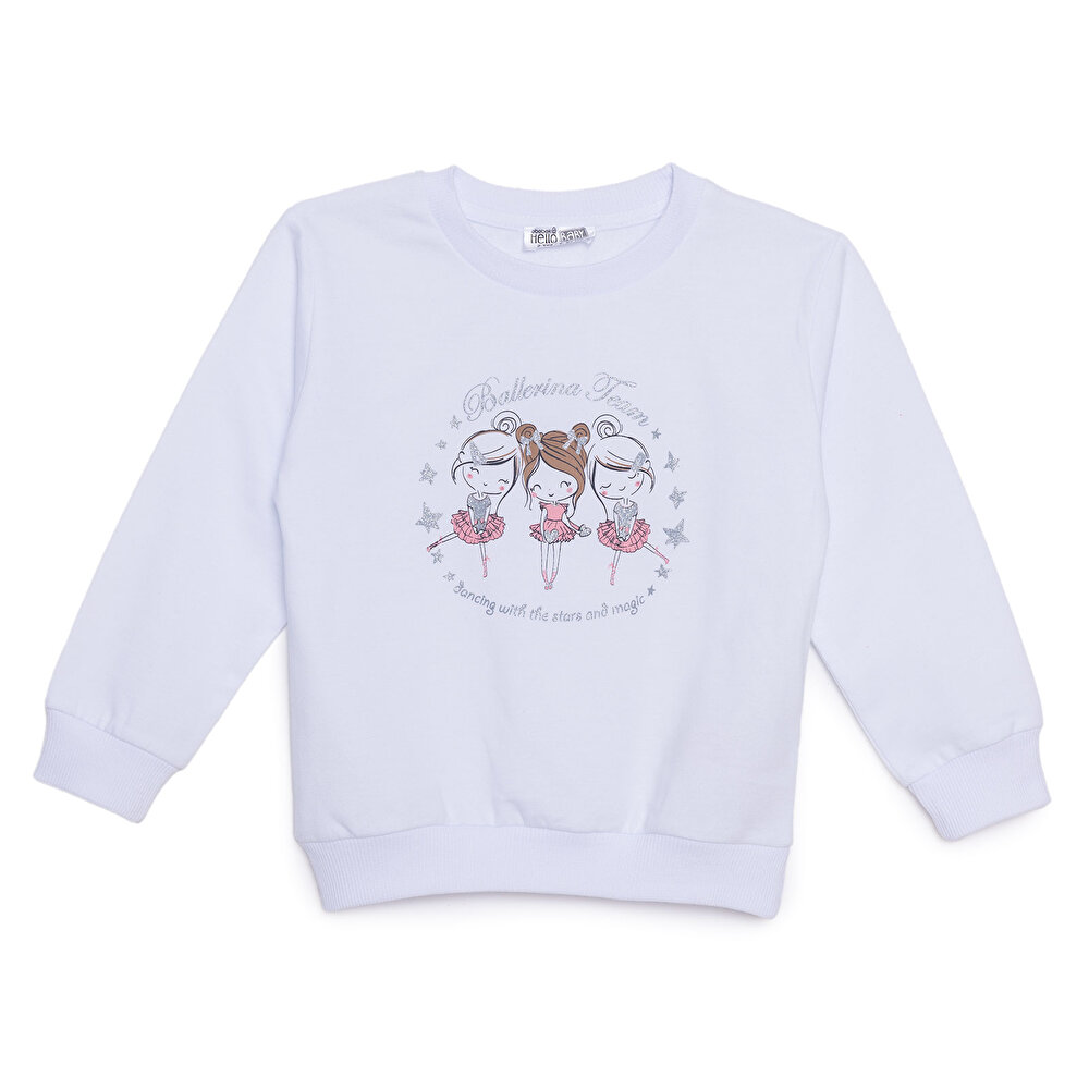 Kız Bebek Sweatshirt Bisiklet Yaka Uzun Kol