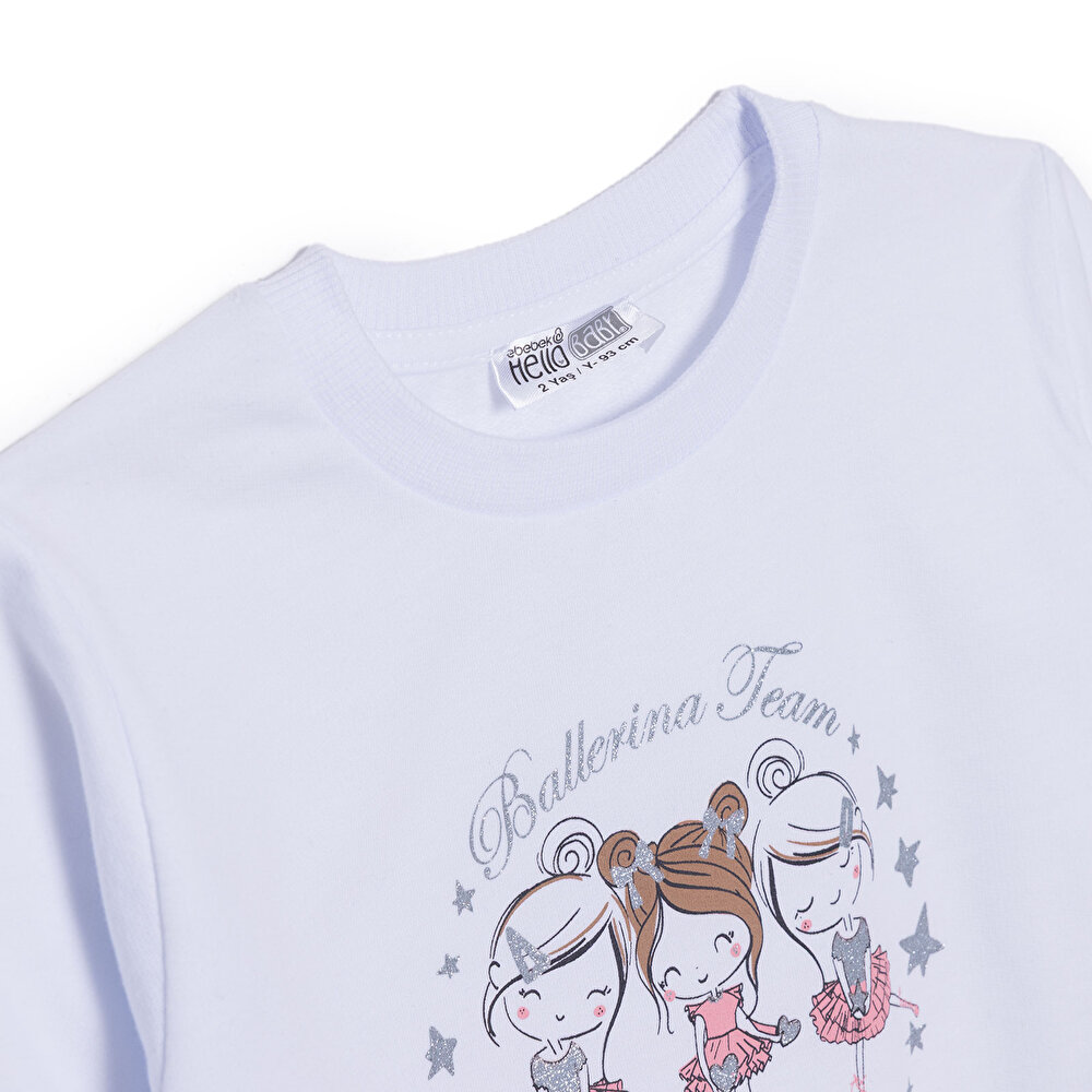 Kız Bebek Sweatshirt Bisiklet Yaka Uzun Kol