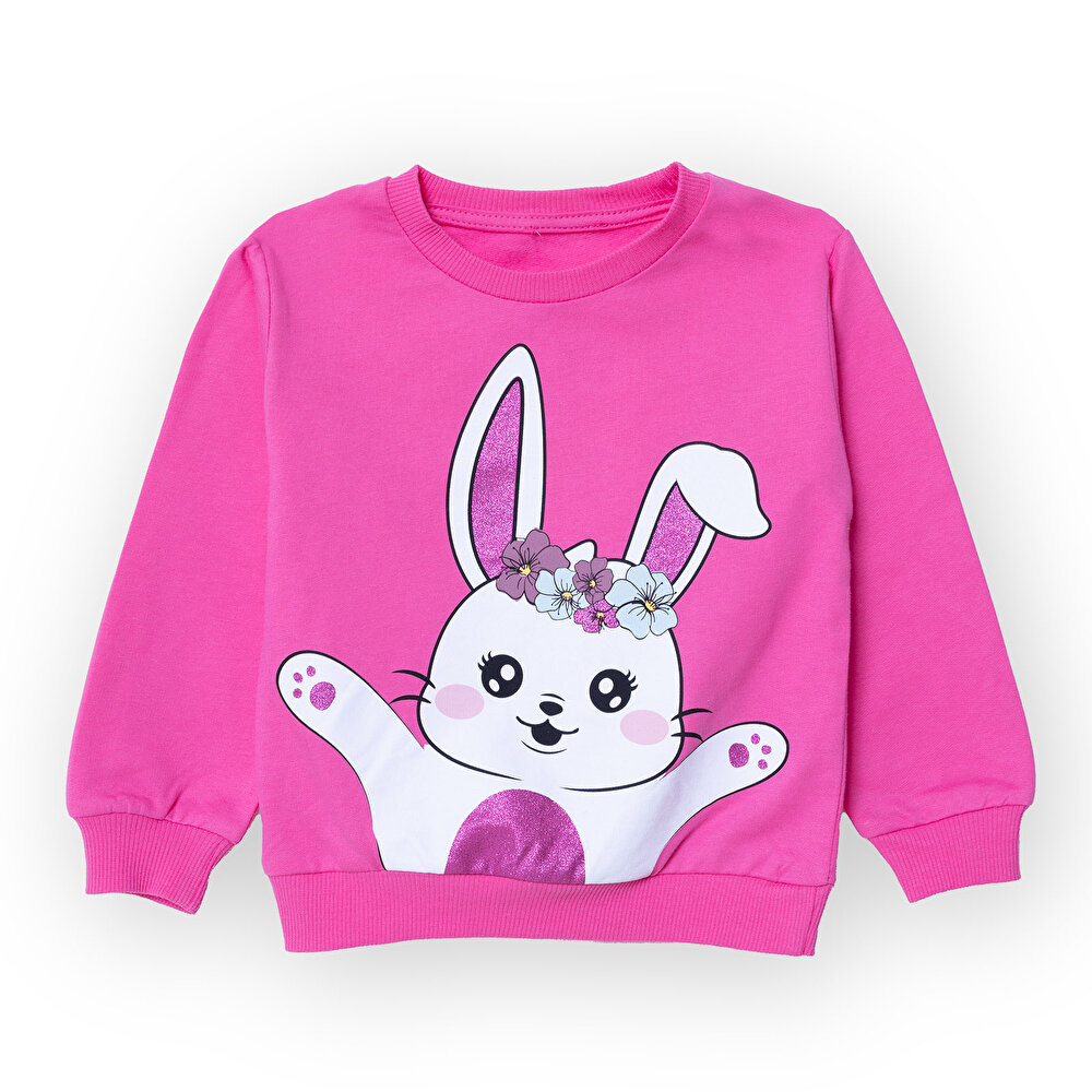 Kız Bebek Sweatshirt Bisiklet Yaka Uzun Kol