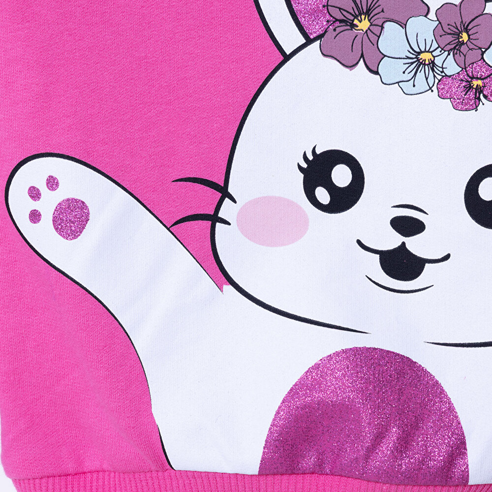 Kız Bebek Sweatshirt Bisiklet Yaka Uzun Kol