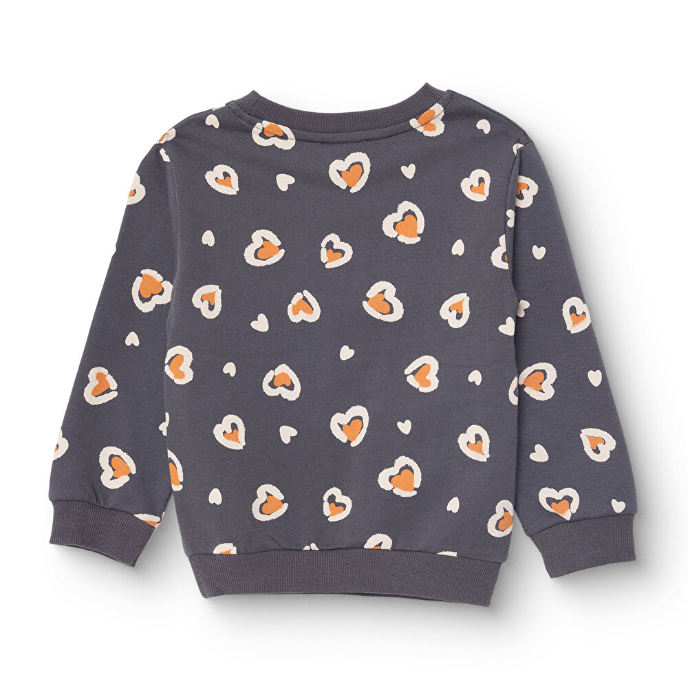 Kız Bebek Sweatshirt Şardonlu Bisiklet Yaka Uzun Kol