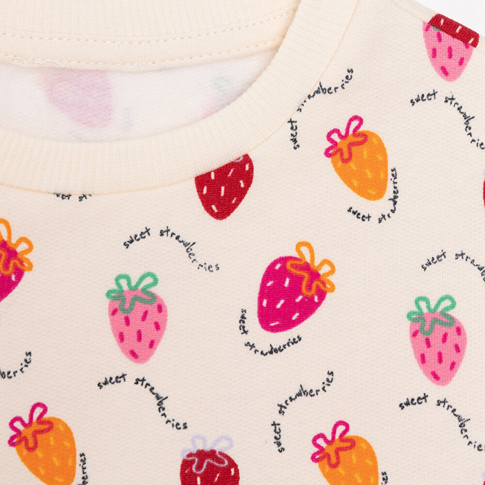 Kız Bebek Sweatshirt Şardonlu İki İplik Bisiklet Yaka Uzun Kol