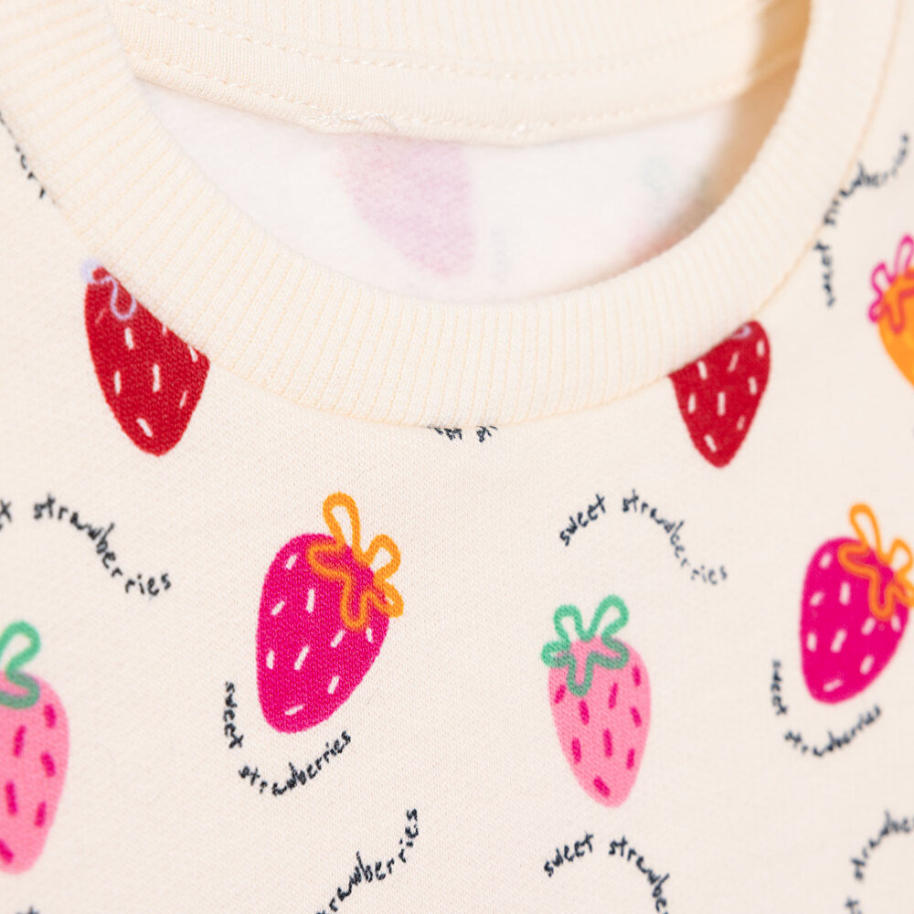 Kız Bebek Sweatshirt Şardonlu İki İplik Bisiklet Yaka Uzun Kol