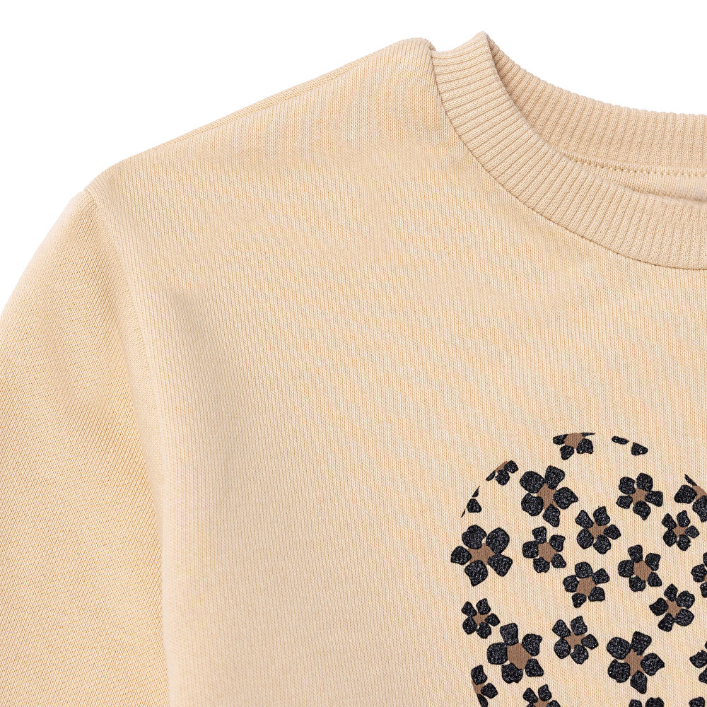 Kız Bebek Sweatshirt - Tayt Bisiklet Yaka Uzun Kol Reçme