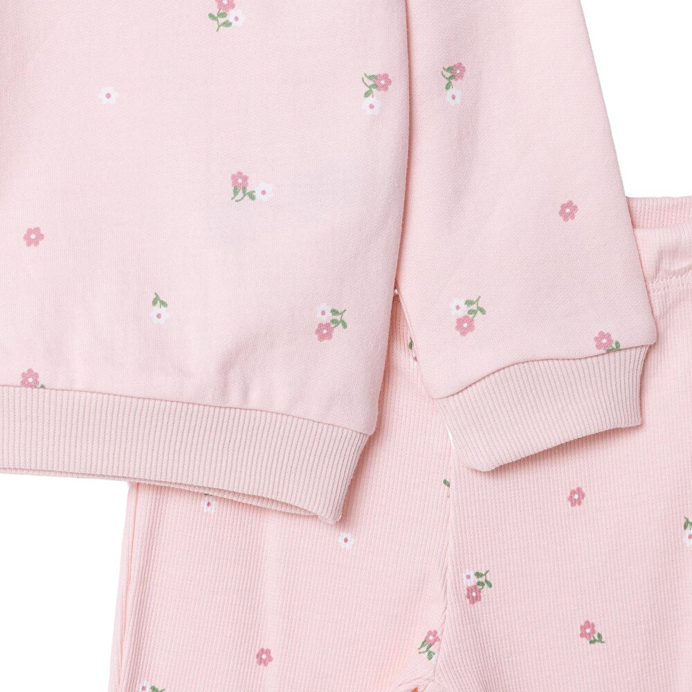 Kız Bebek Sweatshirt - Tayt Forest Flower Uzun Kol Reçme Paça