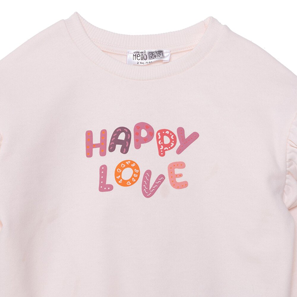 Kız Bebek Sweatshirt - Tayt Motto Girl Bisiklet Yaka Uzun Kol Reçme Paça