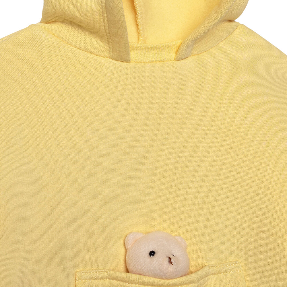 Kız Bebek Teddy Bear Eşofman Takımı Kapüşonlu Uzun Kol Lastikli Paça