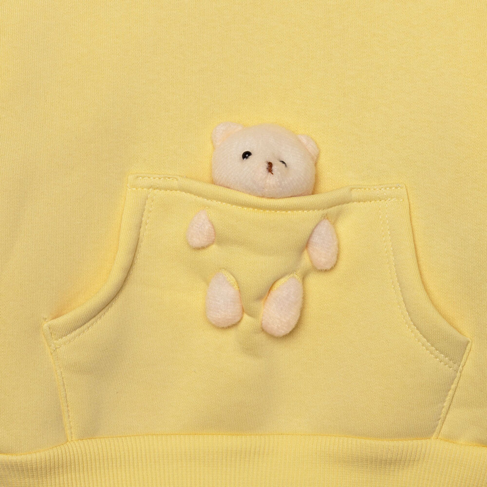 Kız Bebek Teddy Bear Eşofman Takımı Kapüşonlu Uzun Kol Lastikli Paça