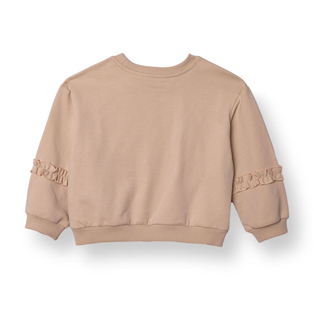 Kız Bebek Teddy Bear Sweatshirt İki İplik Bisiklet Yaka Uzun Kol