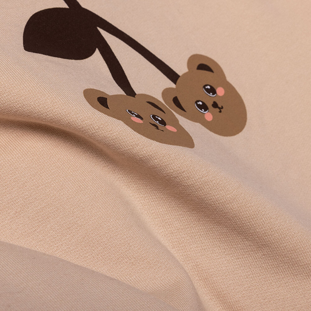 Kız Bebek Teddy Bear Sweatshirt İki İplik Bisiklet Yaka Uzun Kol