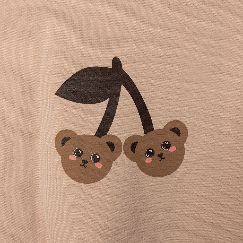 Kız Bebek Teddy Bear Sweatshirt İki İplik Bisiklet Yaka Uzun Kol