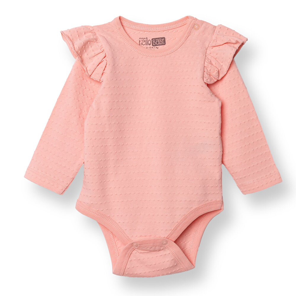 Kız Bebek Uzun Kol Body Jakar Örme Bisiklet Yaka