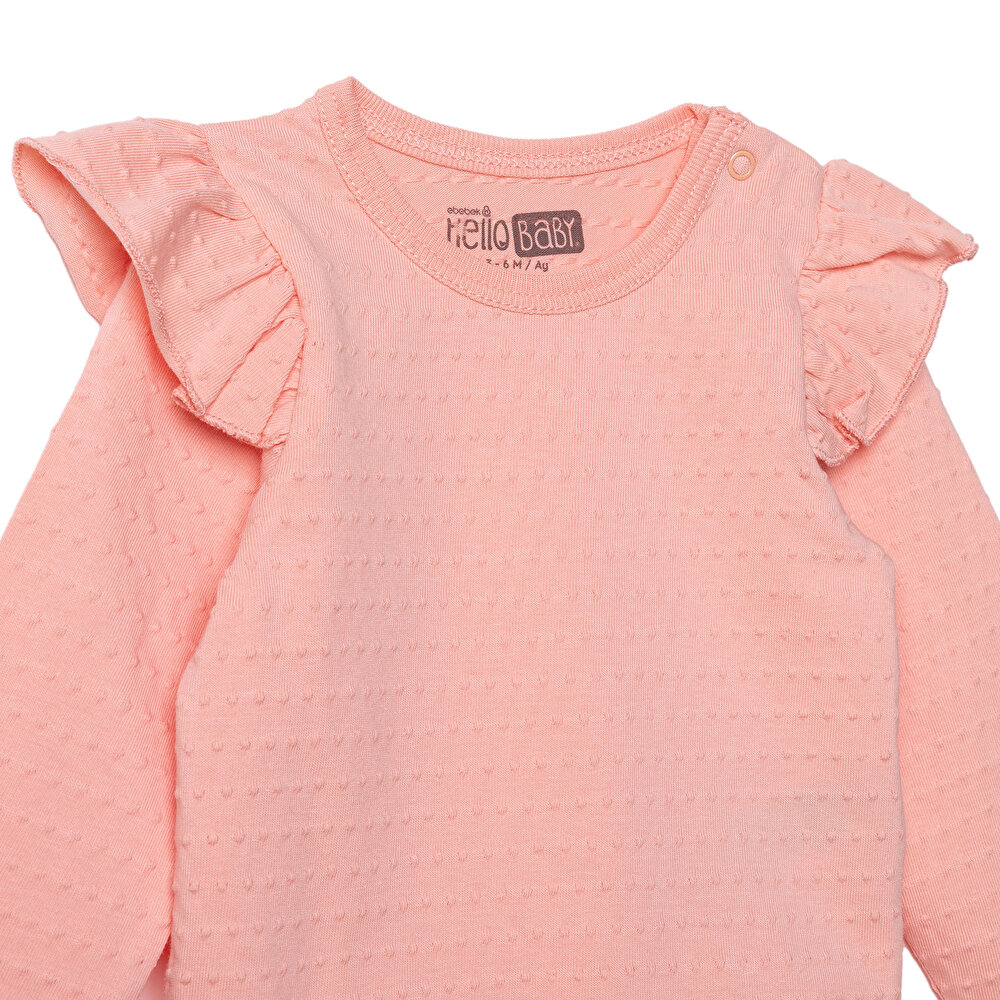 Kız Bebek Uzun Kol Body Jakar Örme Bisiklet Yaka