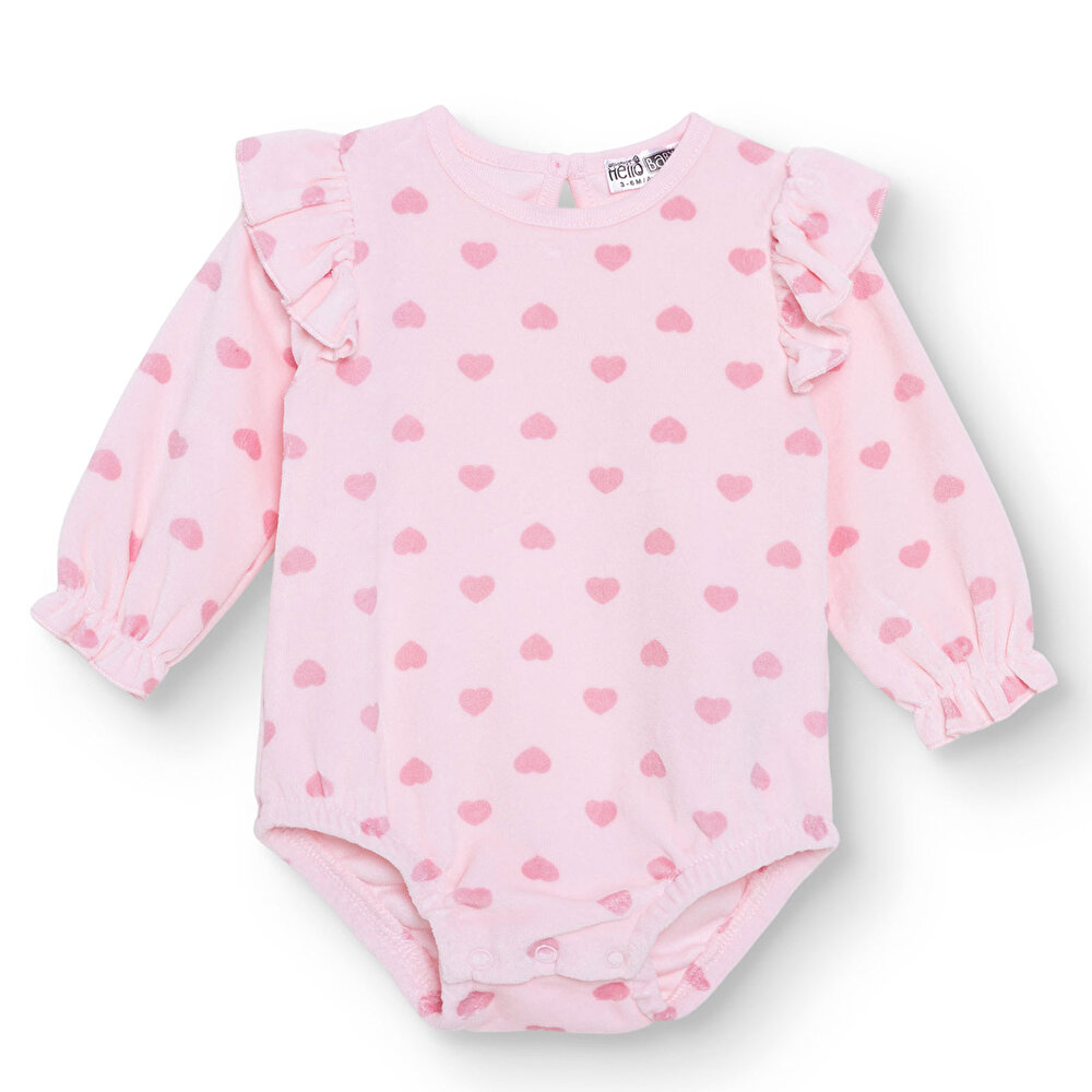 Kız Bebek Uzun Kol Body Kadife Bisiklet Yaka Uzun Kol