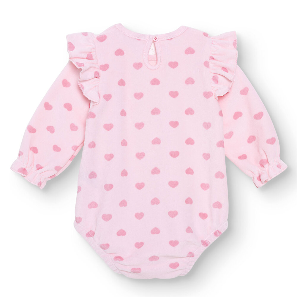 Kız Bebek Uzun Kol Body Kadife Bisiklet Yaka Uzun Kol