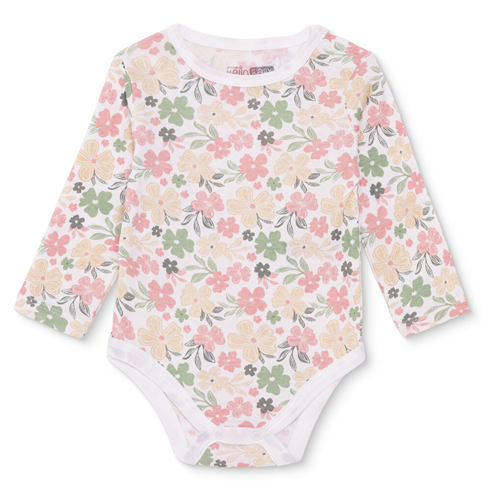 Kız Bebek Uzun Kol Body Ribana Çıtçıtlı Yaka