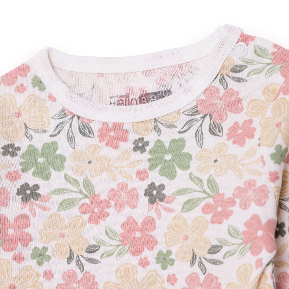 Kız Bebek Uzun Kol Body Ribana Çıtçıtlı Yaka