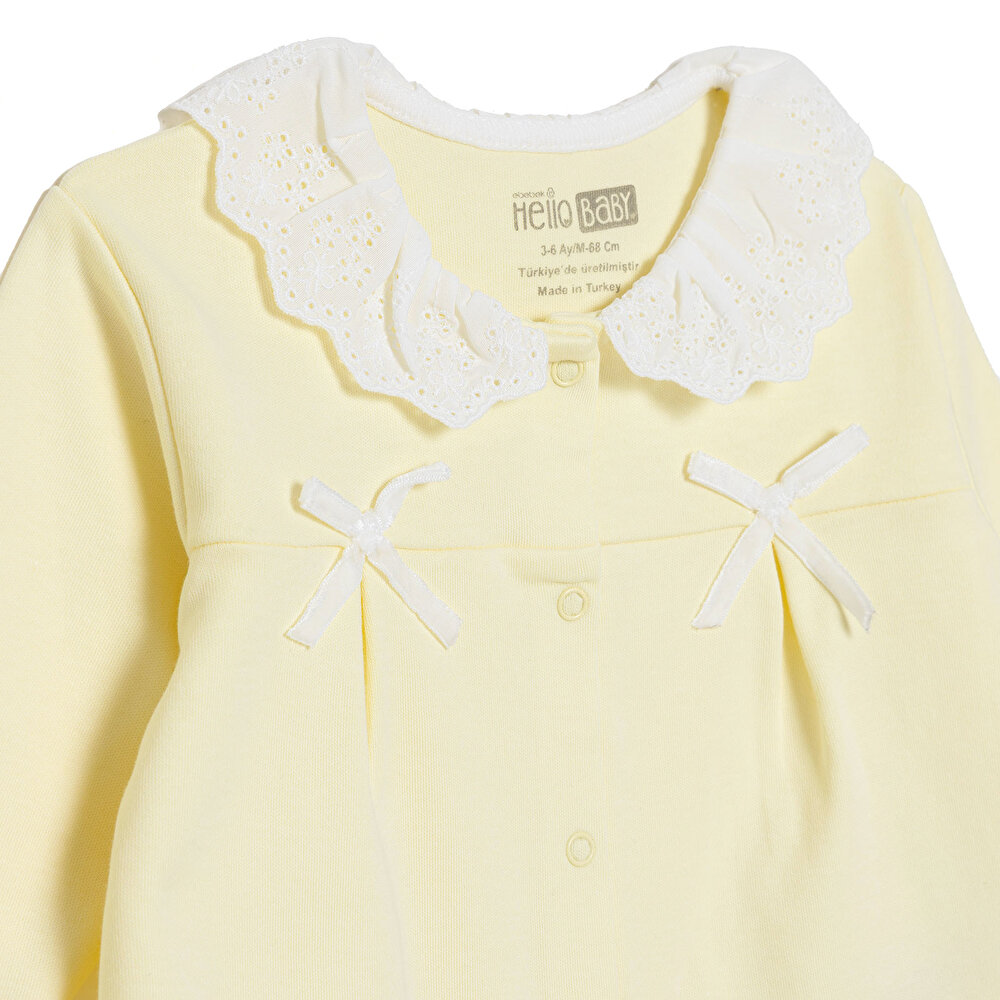 Kız Bebek Uzun Kol Pijama Takımı İnterlok Bebe Yaka Uzun Kol Reçme Paça