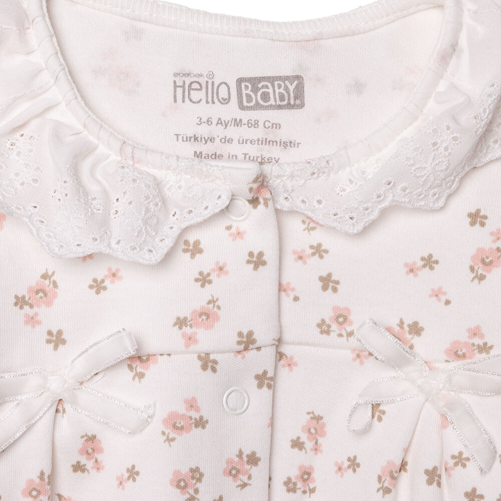 Kız Bebek Uzun Kol Pijama Takımı İnterlok Bebe Yaka Uzun Kol Reçme Paça