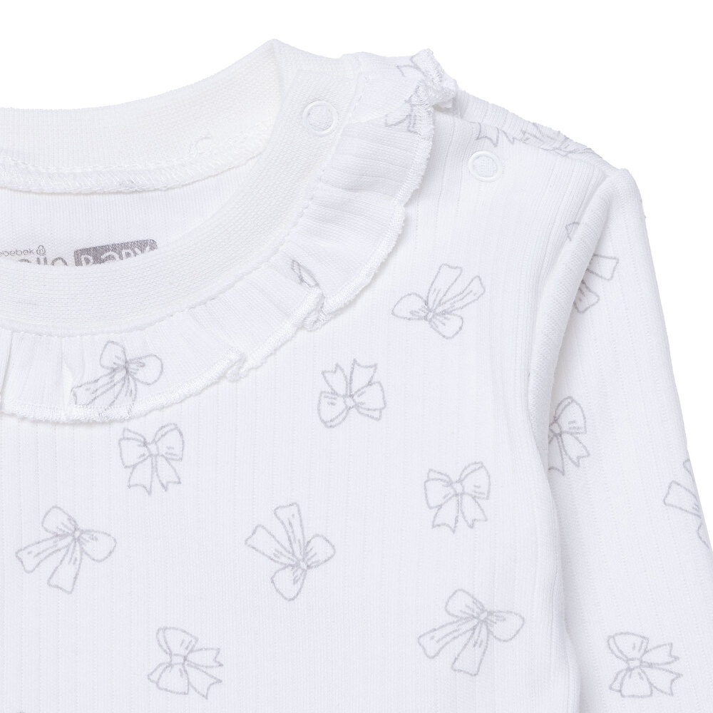 Kız Bebek Uzun Kol Pijama Takımı İnterlok Bisiklet Yaka Uzun Kol Reçme Paça