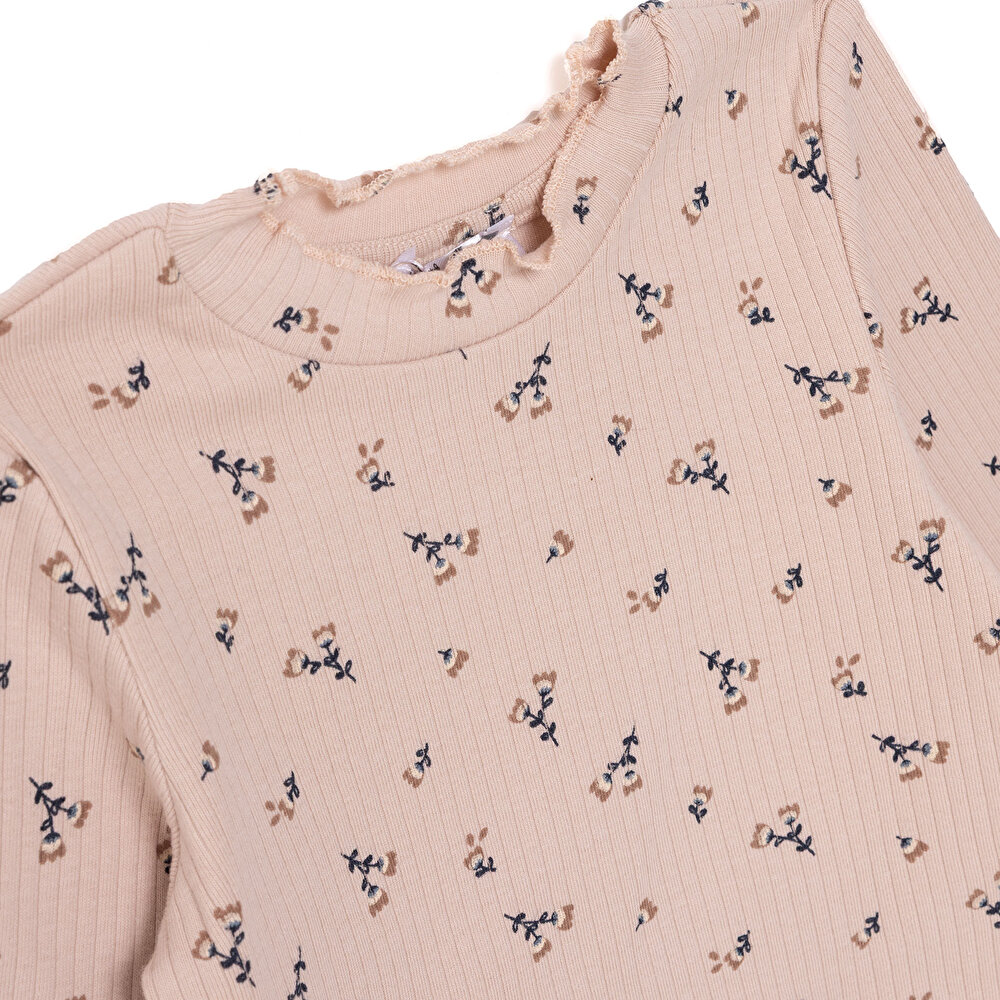 Kız Bebek Uzun Kol Tshirt Kaşkorse Bisiklet Yaka Uzun Kol