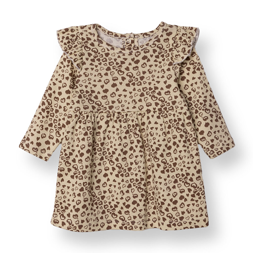 Kız Bebek Yenidoğan Elbise Bisiklet Yaka Uzun Kol Reçme Paça