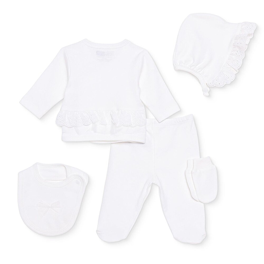 Kız Bebek Yenidoğan Mevlüt Kıyafeti İnterlok Bisiklet Yaka Uzun Kol Patikli Paça