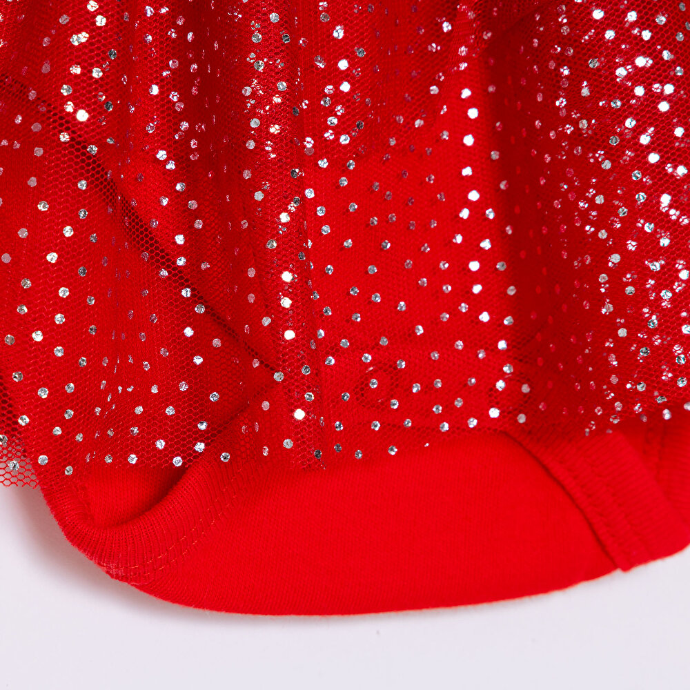 Kız Bebek Yenidoğan New Year Elbise Body Düğmeli Bisiklet Yaka Uzun Kol Reçme Paça