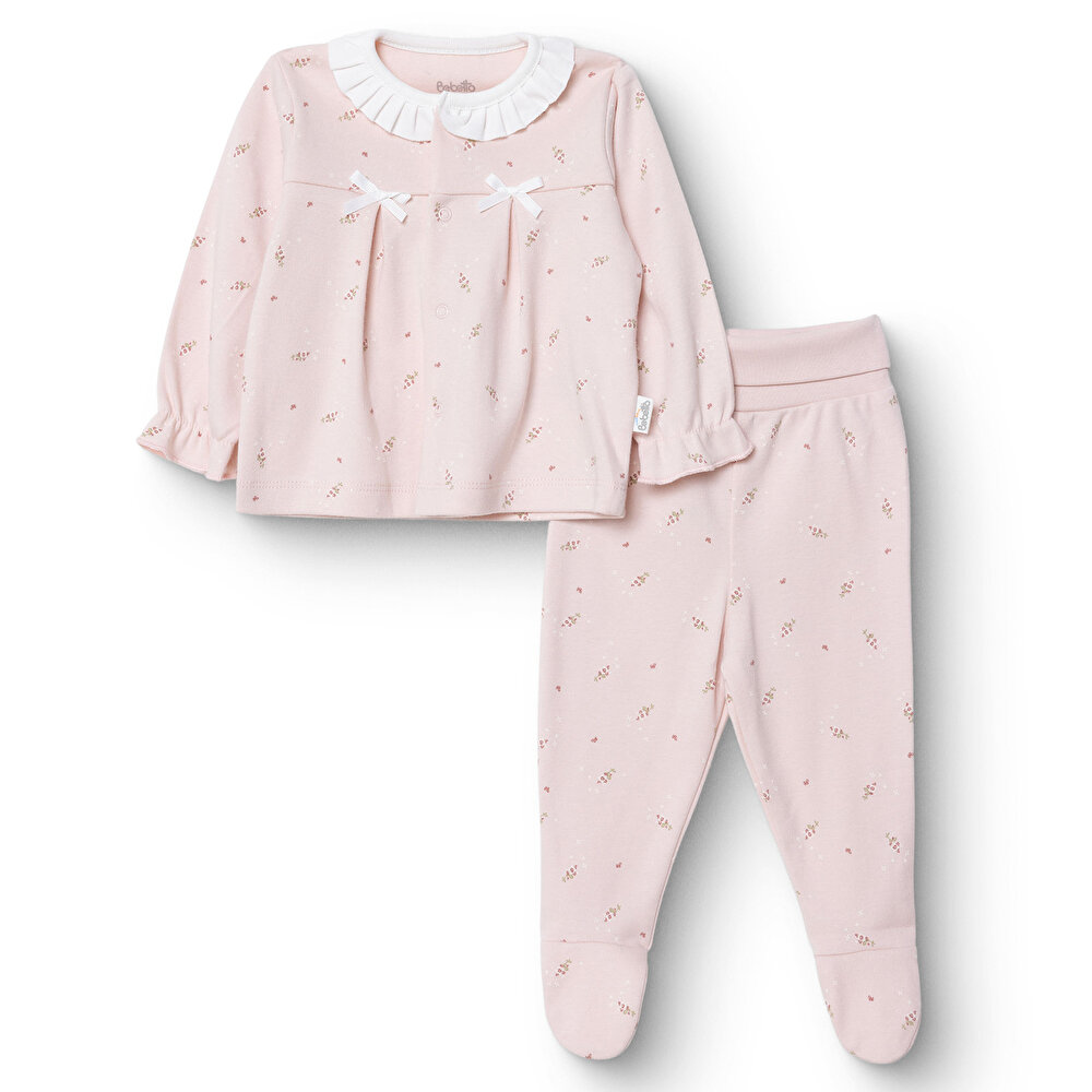Kız Bebek Yenidoğan Tiny Florist Sweatshirt-Patikli Alt Süprem Fırfırlı Yaka Uzun Kol