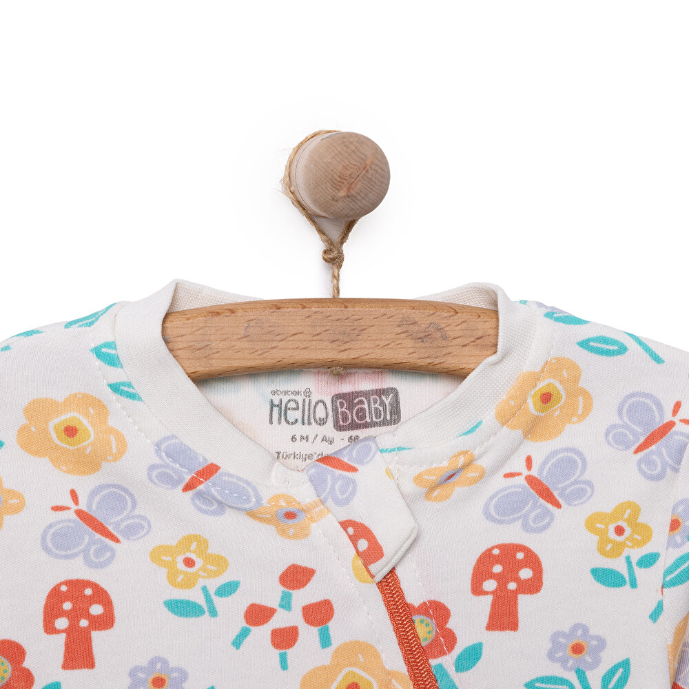 Kız Çiçek Desenli Fermuarlı Patiksiz Tulum