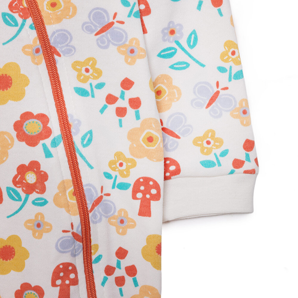 Kız Çiçek Desenli Fermuarlı Patiksiz Tulum