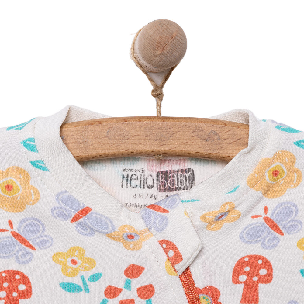 Kız Çiçek Desenli Fermuarlı Patiksiz Tulum