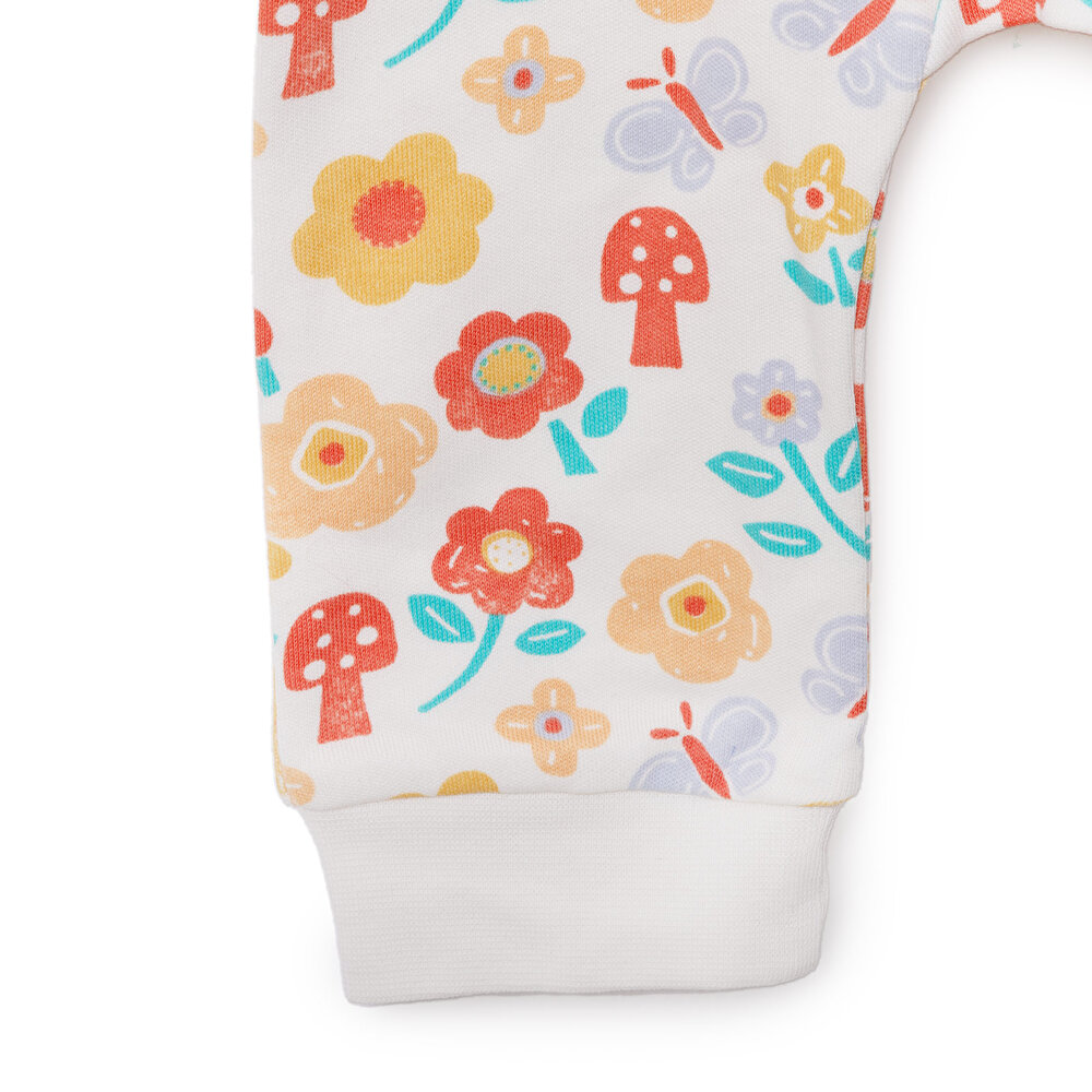 Kız Çiçek Desenli Fermuarlı Patiksiz Tulum