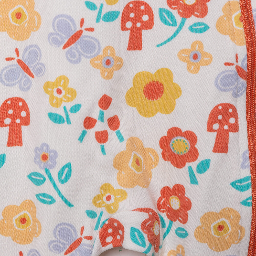 Kız Çiçek Desenli Fermuarlı Patiksiz Tulum