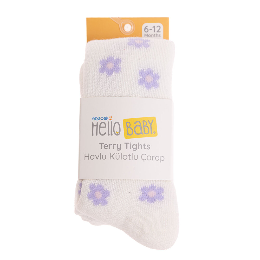 Kız Çiçek Desenli Havlu Külotlu Çorap Kız Bebek