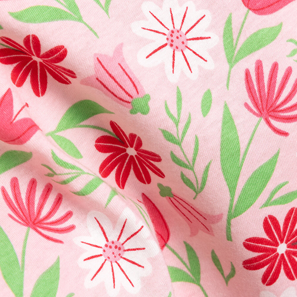 Kız Çiçek Desenli Uzun Kol Pijama Takımı