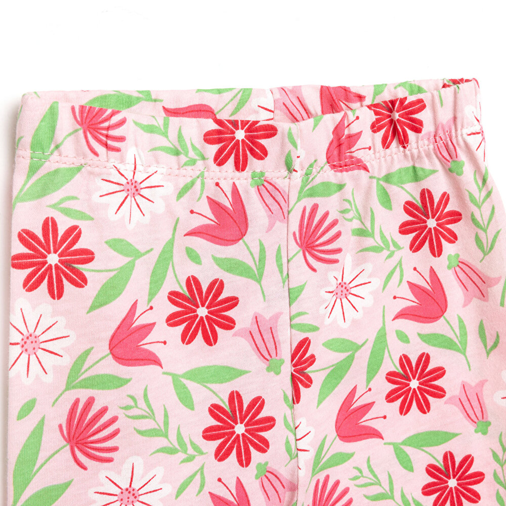 Kız Çiçek Desenli Uzun Kol Pijama Takımı