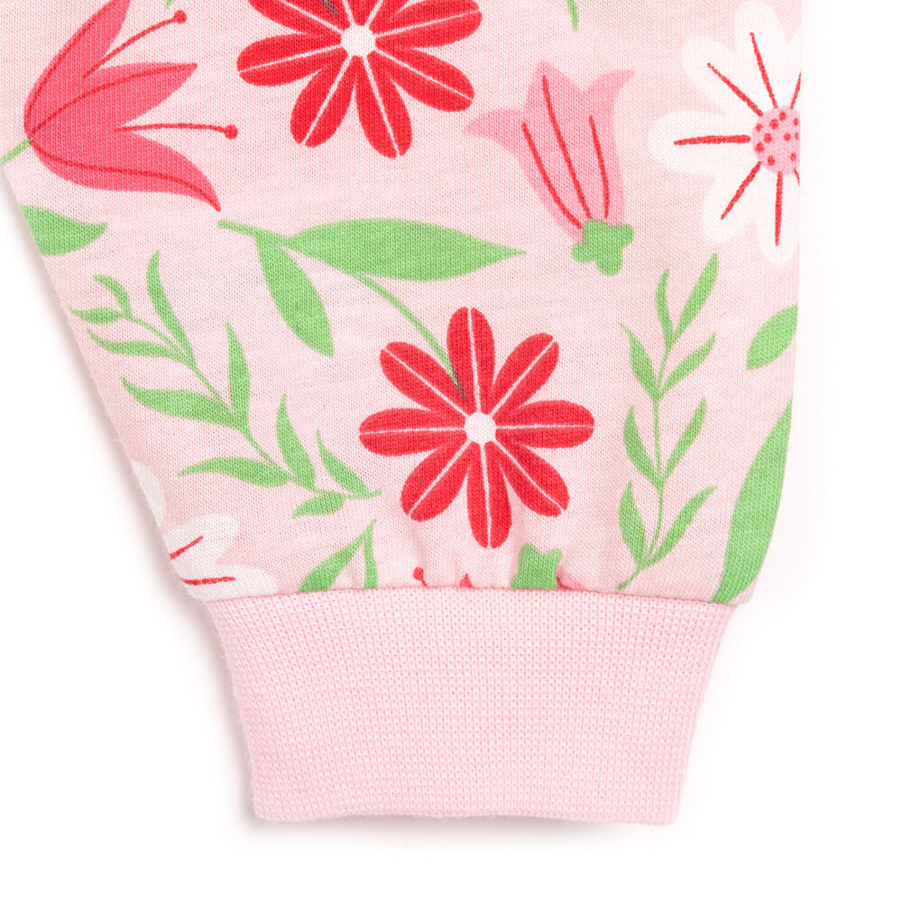 Kız Çiçek Desenli Uzun Kol Pijama Takımı