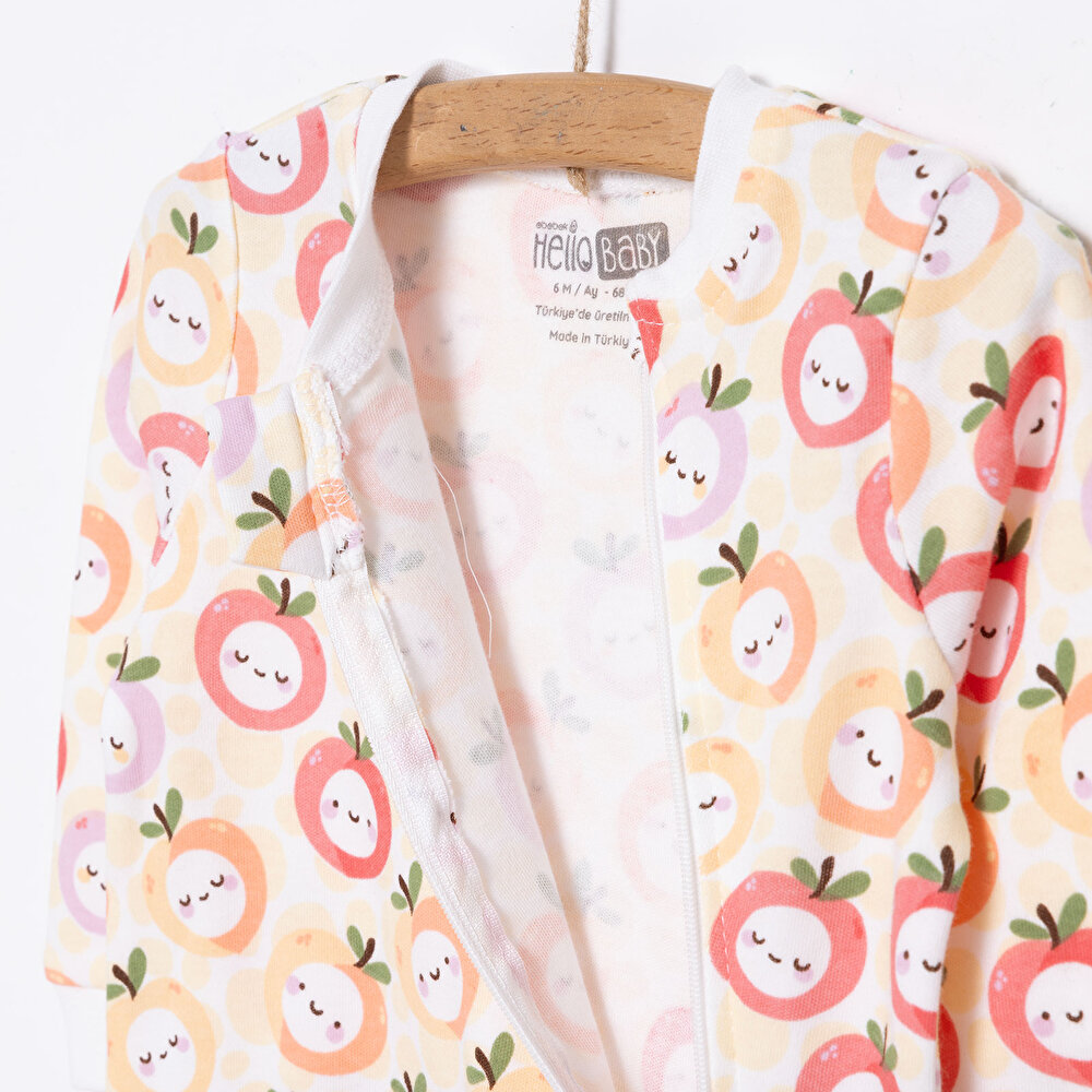 Kız Elma Desenli Fermuarlı Patiksiz Tulum