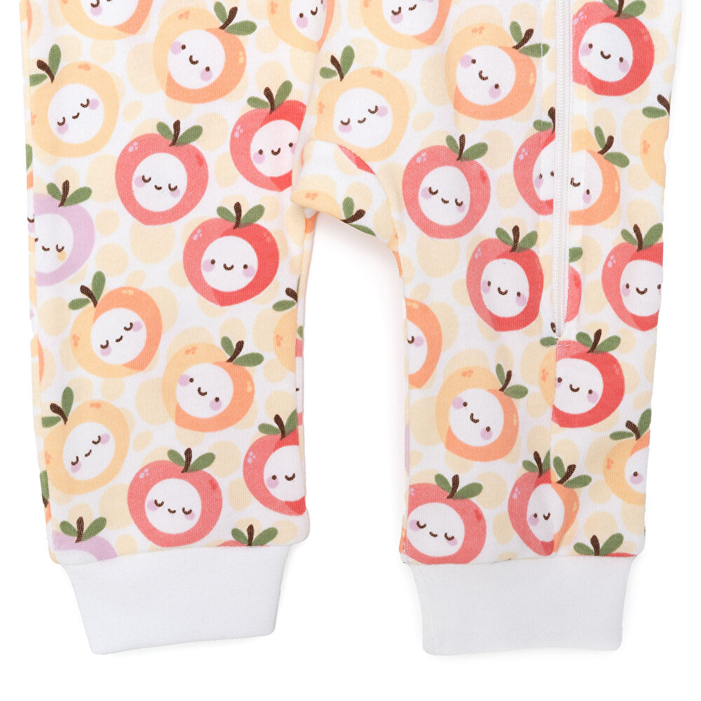 Kız Elma Desenli Fermuarlı Patiksiz Tulum