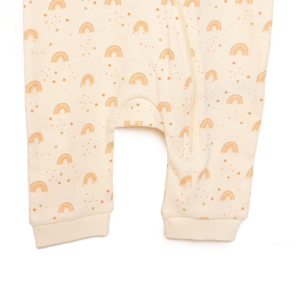 Kız Gökkuşağı Desenli  Fermuarlı Patiksiz Tulum Kız Bebek